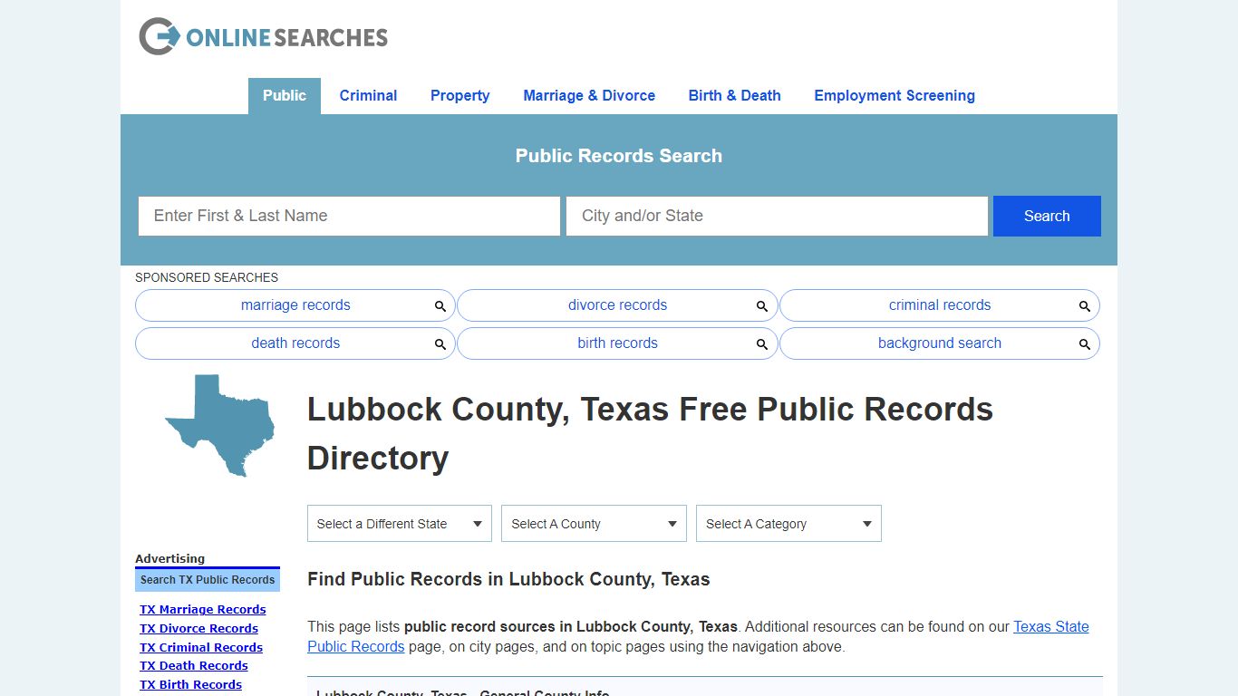 Lubbock County, Texas Free Public Records Directory