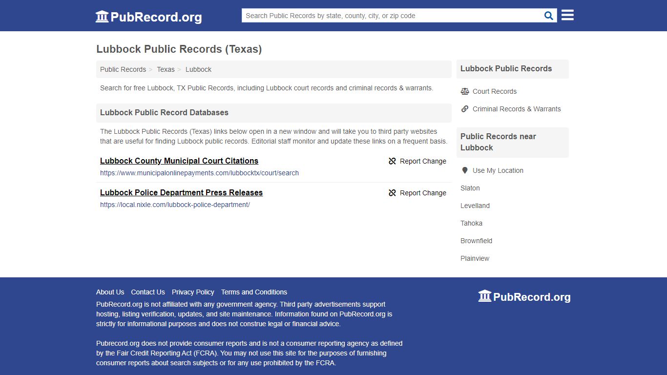 Free Lubbock Public Records (Texas Public Records)