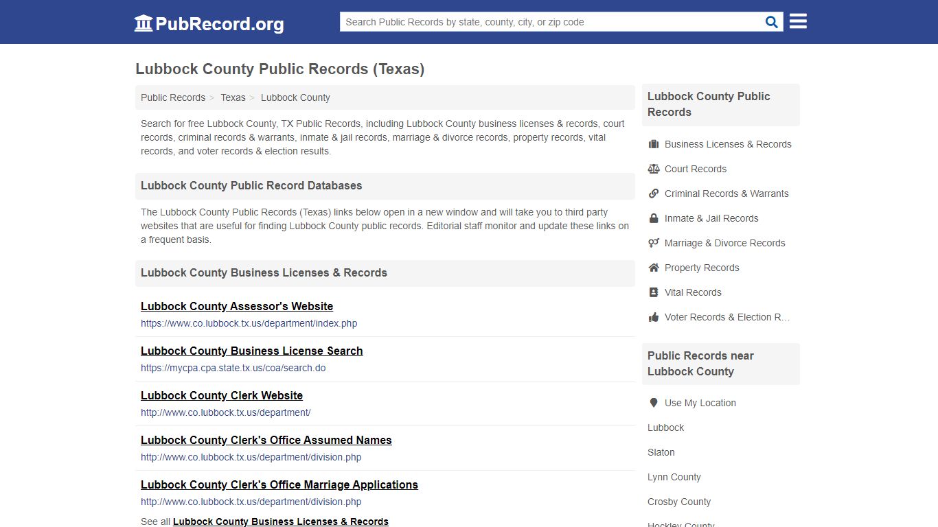 Free Lubbock County Public Records (Texas Public Records) - PubRecord.org
